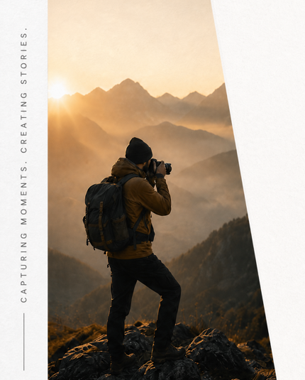 Mountain photographer capturing a sunrise